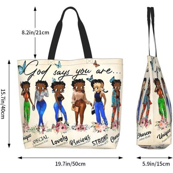 Women Tote Bag Polyester Large Capacity Casual Travel Shopping - Picture 6 of 9